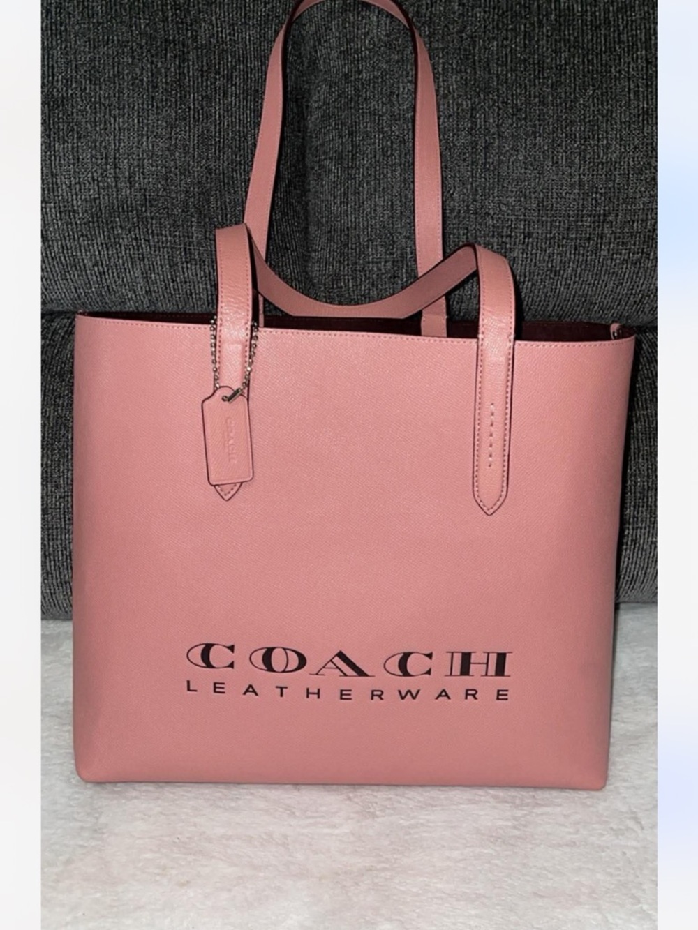 Coach Pink Leather Tote with Leatherware Logo